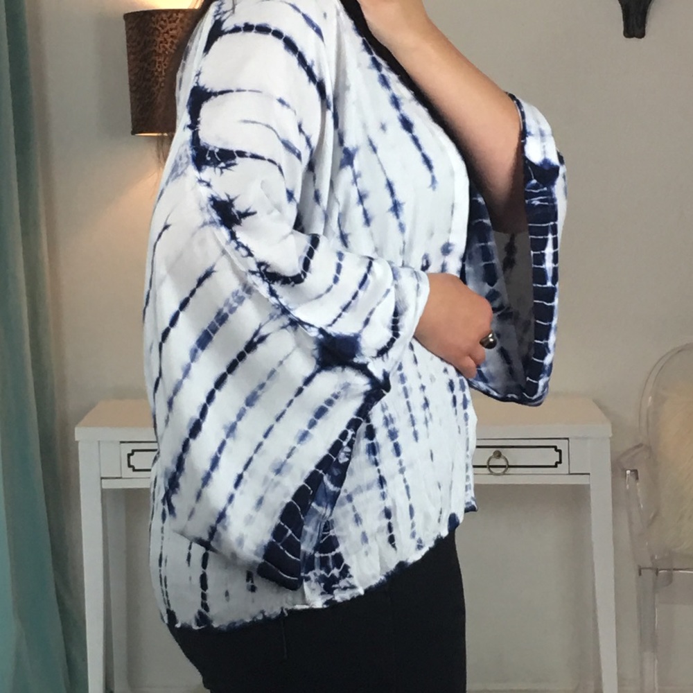 Tie-Dye Kimono Duster Statement Sleeve Duster 70s - Picture 5 of 8